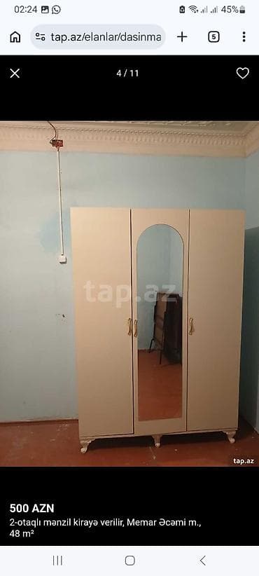 aaaf parkda kiraye evler: 2-otaqlı mənzil kirayə verilir – Memar Əcəmi metrosu, 48 m² - Ümumi — 8