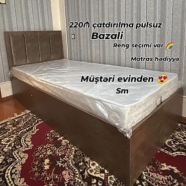 *BAZALİ Tek nəfərlik çarpayı* Rəng seçimi var . 📏90/200 sm