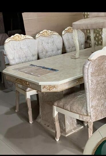 fırlanan stollar: Mətbəx üçün, Yeni, Açılmayan, Dördbucaq masa, 6 stul — 11