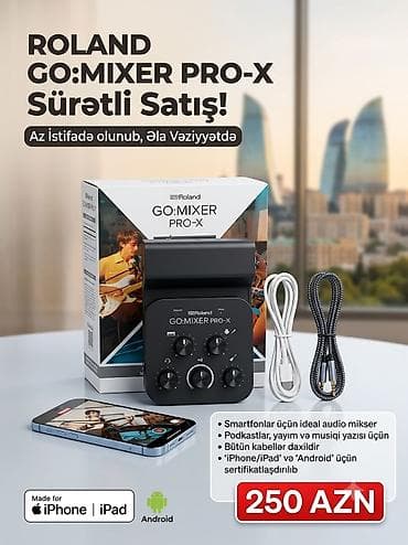 mikrofon usb: Roland GO:MIXER PRO-X (Smartfonlar üçün audio mikser / səs kartı) — 1