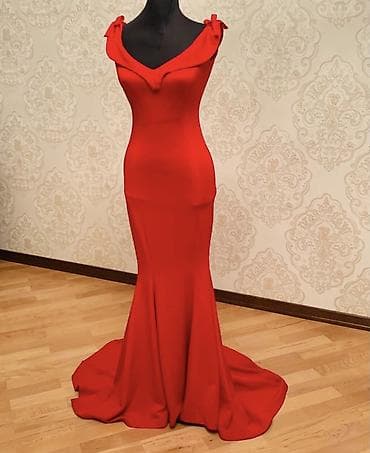 Donlar: Qırmızı ziyafət donu - Rəng: parlaq qırmızı - Siluet: bədənə oturan — 2