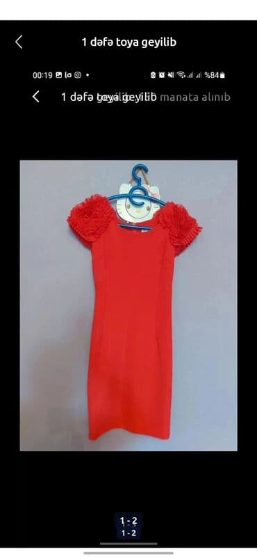 hazır hicablar: Bu zərif qadın kokteyl donu parlaq qırmızı rəngdə və axıcı parça ilə — 3