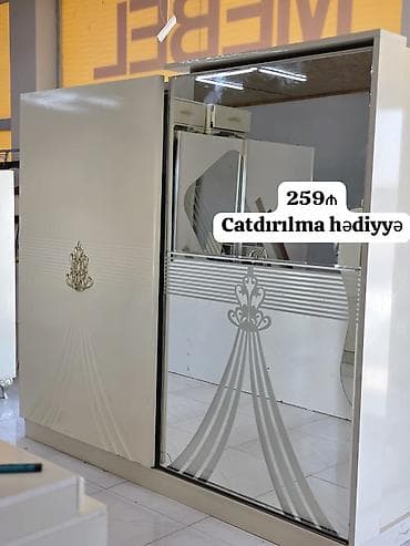 İşlənmiş, 2 qapılı, Güzgülü, Ağ, Taxta, Kupe, Düz dolab — 1