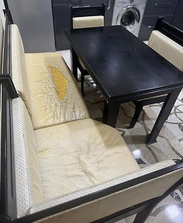 stol stul tap az: Mətbəx üçün, İşlənmiş, Açılmayan, Dördbucaq masa, 2 stul — 2
