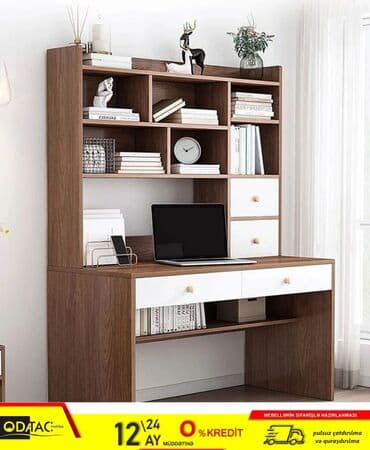 uşaq ucun yazı masası: Dördbucaq masa, Stulsuz, Polkalı, Siyirməli, Rusiya, Mat laminat — 1