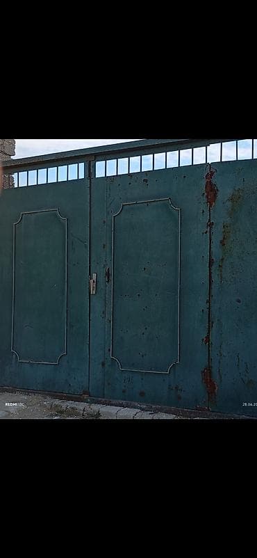 Железо Дворовые ворота, Распашные, Механические, С дверью