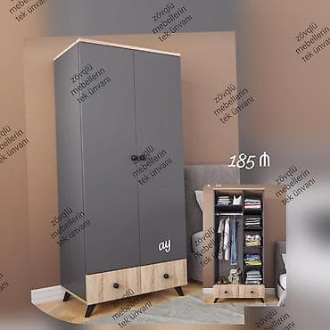 islenmis kunc divan: 2 qapılı, Siyirməli, Boz, Açılan, Düz dolab — 1