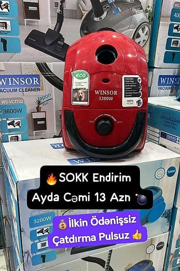 ТВ и видео: Winsor tozsoran – 3200W güc - Yuyula bilən parça toz torbası - — 1