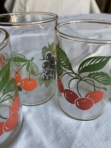 qedim qab: Stəkanlar, rəng - Qızılı, Şüşə — 2