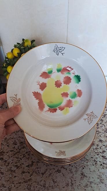 Boşqablar, 6 ədədli dəst, rəng - Ağ, Farfor