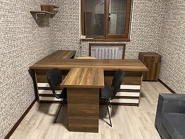 Ofis mebel dəsti – L formalı iş masası və aksesuarlar Sinə masası