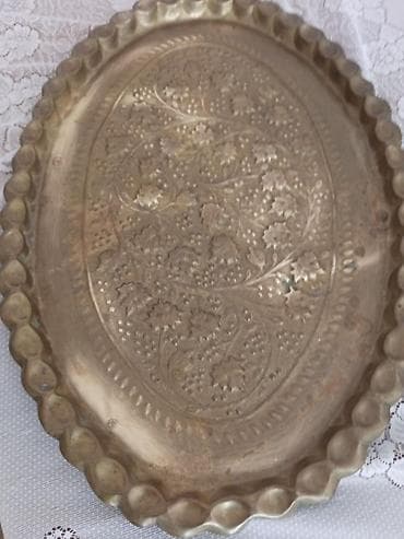 aksa generator: Oyma naxışlı mis/zınqıraq ərintisindən oval sini (tray) - Forma: oval — 2