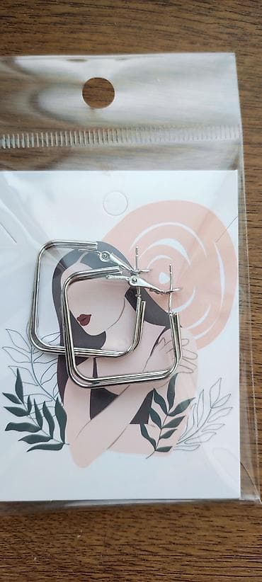 Серьги: Gümüş rəngli kvadrat formalı sırğa dəsti - Minimalist dizayn: yumşaq — 1