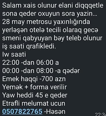 Qabyuyan tələb olunur, Aylıq ödəniş, 30-45 yaş