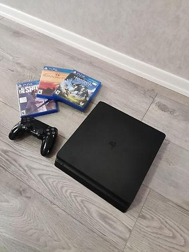 playstation prokat: Ps4 slim 500gb 1 original pult, 3 eded oyun diski, ev seraitinde — 1