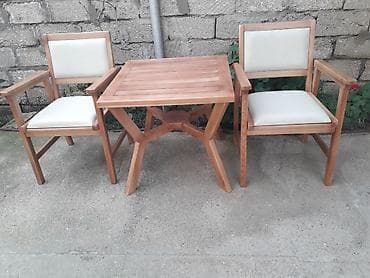 Kvadrat masa, 2 stul, Açılmayan, Stullar ilə, Taxta