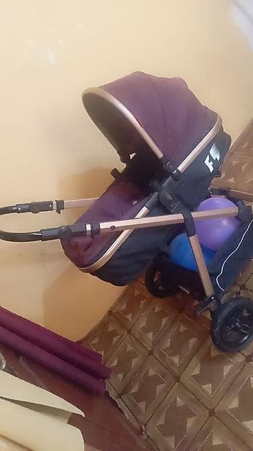 Uşaq arabası – dərin bənövşəyi rəngdə, qızılı çərçivə ilə alıcıya — 3