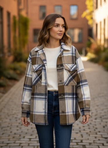 qadın jaketi: ZARA qadın overshirt/şəkket - Model: qalın flanel/parça, oversize — 1