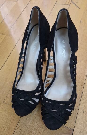 зеленые туфли: Туфли, Nine West, Размер: 38, цвет - Черный, Б/у — 5