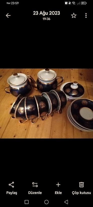 gozel qablar: Çay dəsti, rəng - Göy, Farfor — 2