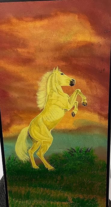 canavar ve qiz sekilleri: Əl işləri – At təsvirli lövhələr və nərd taxtası - Məhsul: Rəssam — 3