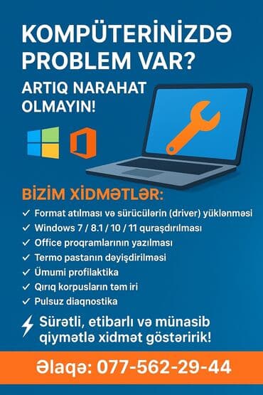мастер по ремонту кондиционеров: 💻 Kompüterinizdə problem var? Artıq narahat olmayın! 🔧 Bizim — 1