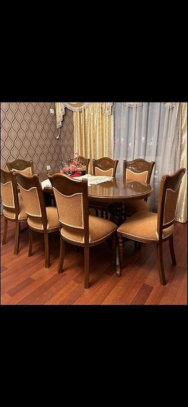 Qonaq otağı üçün, Oval masa, 8 stul