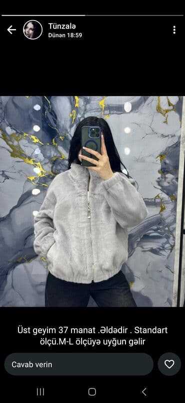 qadın loferlər: Boz rəngdə, yumşaq toxumalı, fermuarlı qadın üst geyimi (jaket). Ön — 1