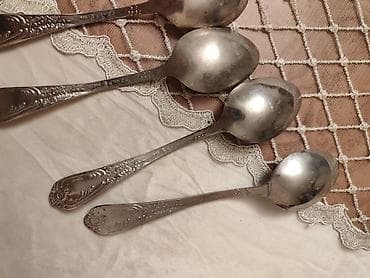 qədimi guzgu: Antik metal qaşıqlar dəsti, çatdırılma var - Sayı: 6 ədəd - — 4