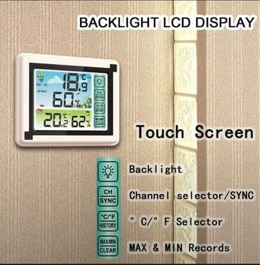 nəmlik ölçən cihaz: Termo-hiqrometr. Sensorlu rəngli ekran ekran. Temperatur və rütubət — 2