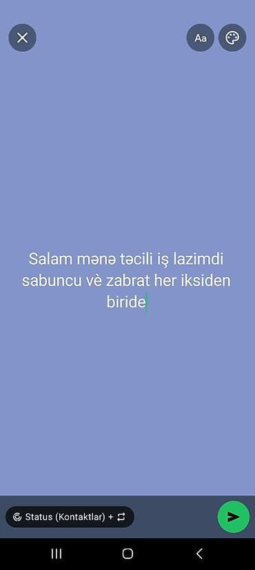 Xidmət: Təcili iş axtarıram Təsvir: - Sabunçu və ya Zabrat ərazisində