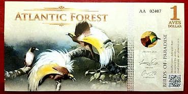 İncəsənət və kolleksiyalar: АТЛАНТИЧЕСКИЙ ЛЕС * 2015 год * 1 AVES DOLLARS * ФАУНА * UNC — 1