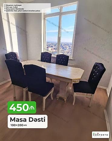 kohnə stul: Məhsul: Masa Dəsti Ölçü: 100×200 sm Mexanizm: Açılmayan Stul — 1