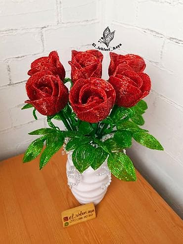 bambuk gülü: GÜLLƏR muncuqdan el ishi/sifarishle hazirlanir/daimi solmayan özel — 2