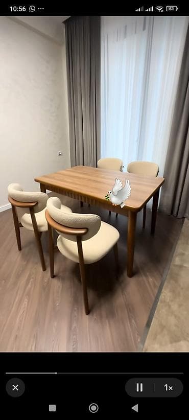 gul agaclari: Mətbəx üçün, Yeni, Açılmayan, Dördbucaq masa, 4 stul — 1