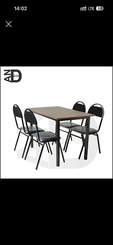 kamp stolu: Mətbəx üçün, Açılmayan, Dördbucaq masa, 4 stul — 1