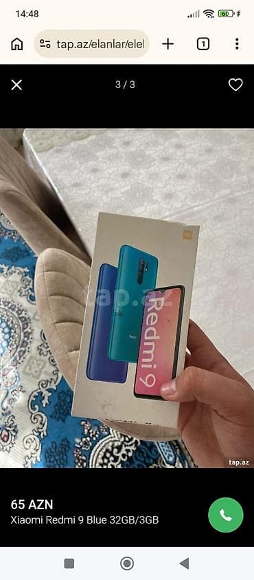 telefon saxlayan: Xiaomi Mi 9, 32 GB, rəng - Mavi, 
 İki sim kartlı — 3