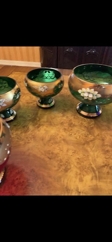 sekiller cekmek: Bohemiyadan ilhamlanan dekorativ şüşə qab dəsti - Rənglər: kobalt — 2