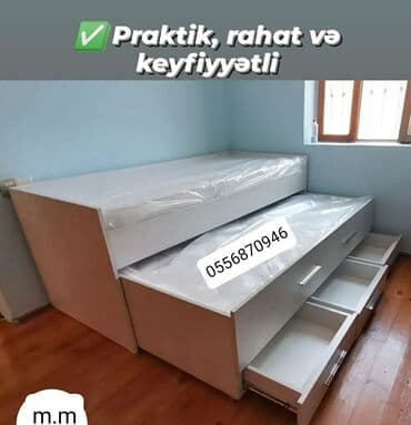 tek neferlik çarpayi: Oğlan və qız üçün, Yeni, Çarpayı, Bazasız, Matras ilə, Siyirməli — 2