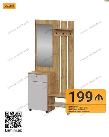 qapi bezeyi: Dəhliz dolabı – La Mini - Komplekt: güzgülü panel, asılqanlı hissə (3 — 1