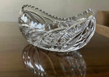 Kəsimli xrustal meyvə/qəlyanaltı qabı - Material: qalın, şəffaf