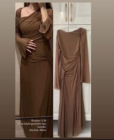 Toy paltarları və aksesuarları: - Qadın gecə donu, qəhvəyi rəng - Asimmetrik bir çiyin kəsimi, kvadrat — 1