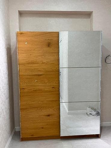Yeni, 2 qapılı, Güzgülü, Qəhvəyi, Taxta, Kupe, Düz dolab — 3