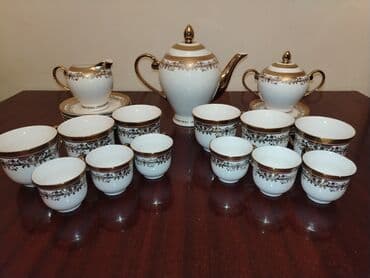 çay qaşığı: Çay dəsti, rəng - Qızılı, Farfor, 6 nəfərlik, Türkiyə — 4