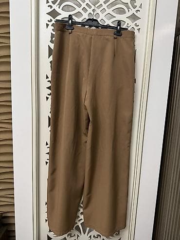 qadin geyim: Qadın şalvarı – bej/karamel rəng Model: wide-leg (geniş kəsim), düz — 2