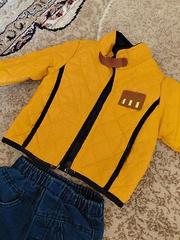 usaq geyimleri 2019: Uşaq geyim dəsti - 2 hissə: quilted üst geyim (kurtka) + cins şalvar — 3