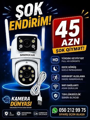 Kamera təhlükəsizlik sistemi 📹 SZSINOCAM 2 Linzalı Wi-Fi
