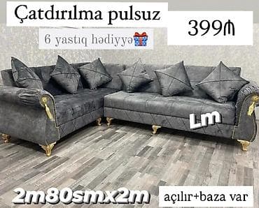 kündür: Künc divan – açılır mexanizmli və bazalı model Ölçülər: 2m80sm x 2m — 1