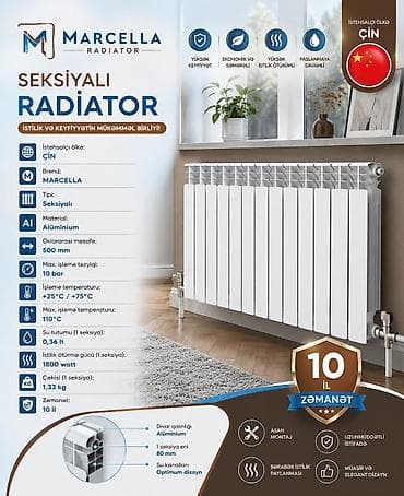ev qizdiran: Yeni Seksiyalı Radiator Alüminium, Ödənişli çatdırılma, Ödənişli quraşdırma, Zəmanətli, Kredit yoxdur — 4