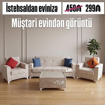Yeni, Divan, 2 kreslo, Divan, Bazalı, Açılan — 2